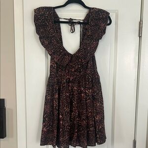 Anthropologie Black and Pink Backless Dress